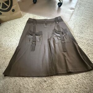 Bella Canvas A-Line Skirt with Buckle Details in Brown